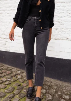 Jeans-EASY-CLOTHES Jeans Baptiste Gris - Taille Haute - Vêtements FemmeEasy Clothes Gris       