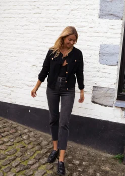 Jeans-EASY-CLOTHES Jeans Baptiste Gris - Taille Haute - Vêtements FemmeEasy Clothes Gris       
