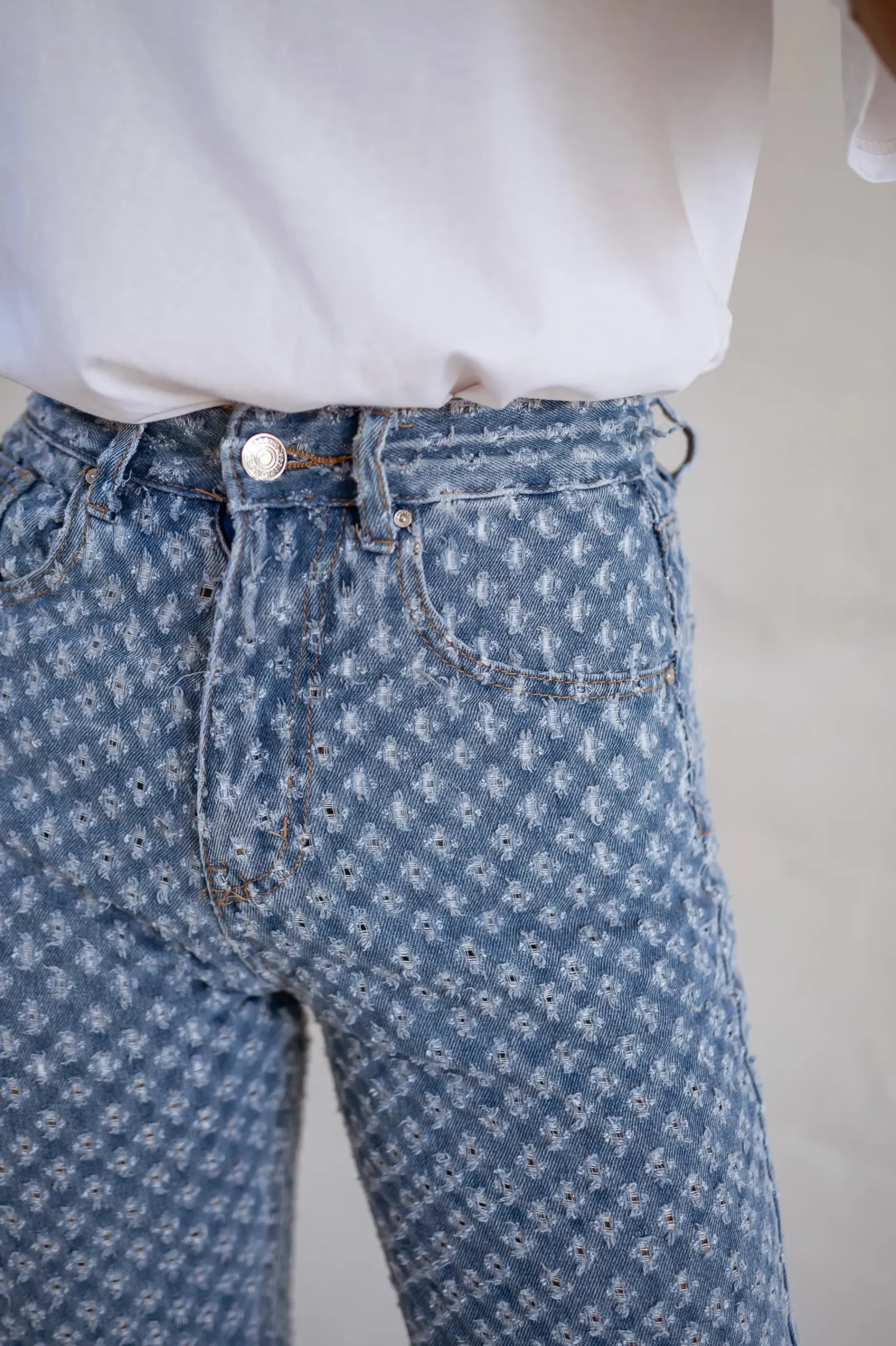Jeans-EASY-CLOTHES Jeans Donald - À Motifs - Taille HauteEasy Clothes À motifs