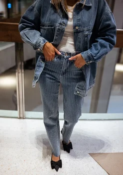 Jeans-EASY-CLOTHES Jeans Duffy - Bleu à strassEasy Clothes Bleu à strass       