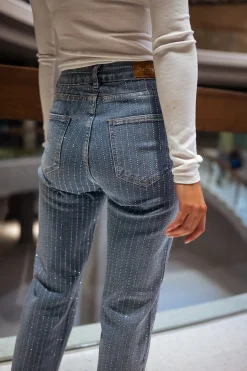 Jeans-EASY-CLOTHES Jeans Duffy - Bleu à strassEasy Clothes Bleu à strass       