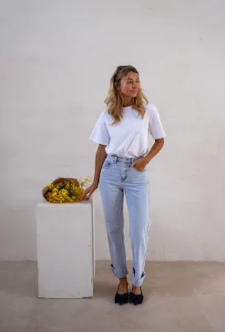 Jeans-EASY-CLOTHES Jeans Maddie - Bleu Clair - Taille HauteEasy Clothes Bleu clair       