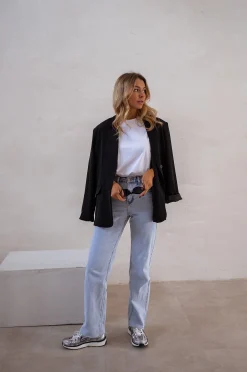 Jeans-EASY-CLOTHES Jeans Maddie - Bleu Clair - Taille HauteEasy Clothes Bleu clair       
