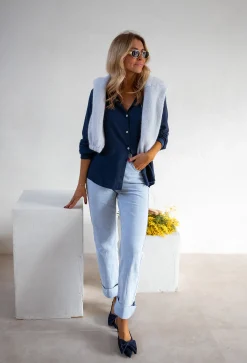 Jeans-EASY-CLOTHES Jeans Maddie - Bleu Clair - Taille HauteEasy Clothes Bleu clair       