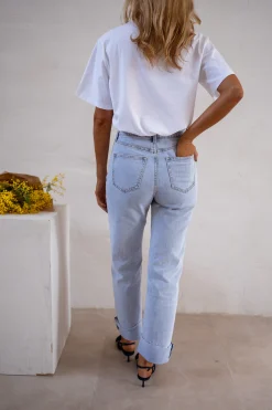 Jeans-EASY-CLOTHES Jeans Maddie - Bleu Clair - Taille HauteEasy Clothes Bleu clair       