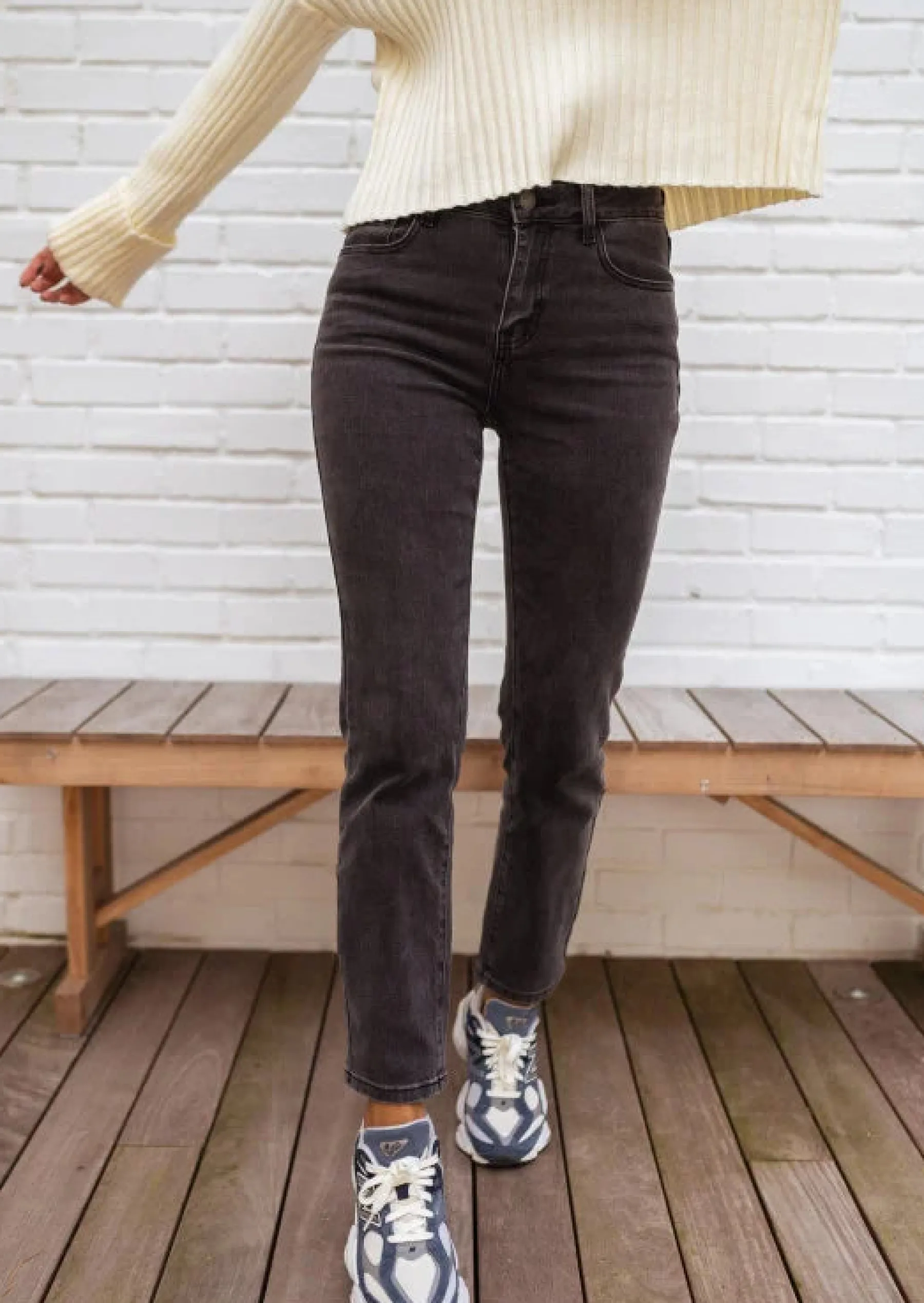 Jeans-EASY-CLOTHES Jeans Sandrine Gris - Vêtements Femme - Easy Clothes Gris
