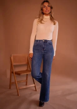 Jeans-EASY-CLOTHES Jeans Warry Bleu - Taille Haute - ÉvaséEasy Clothes Bleu       
