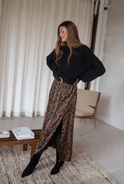 Jupes & Shorts-EASY-CLOTHES Jupe Bridget - noire à fleursEasy Clothes Noire à fleurs