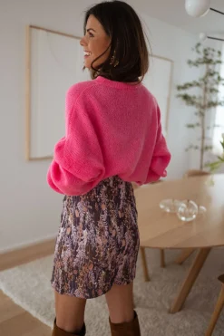 Jupes & Shorts-EASY-CLOTHES Jupe Coletta - mauve à motifsEasy Clothes Mauve à motifs