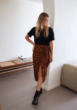 Jupes & Shorts-EASY-CLOTHES Jupe Dion - brique à motifs noirsEasy Clothes Brique à motifs noirs