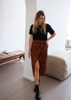 Jupes & Shorts-EASY-CLOTHES Jupe Dion - brique à motifs noirsEasy Clothes Brique à motifs noirs