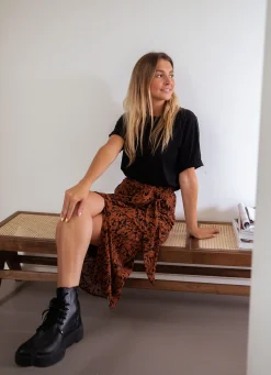 Jupes & Shorts-EASY-CLOTHES Jupe Dion - brique à motifs noirsEasy Clothes Brique à motifs noirs