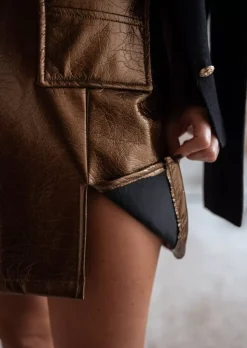 Jupes & Shorts-EASY-CLOTHES Jupe EGE - Bronze - Effet Vinyl - Création Easy Clothes Bronze       