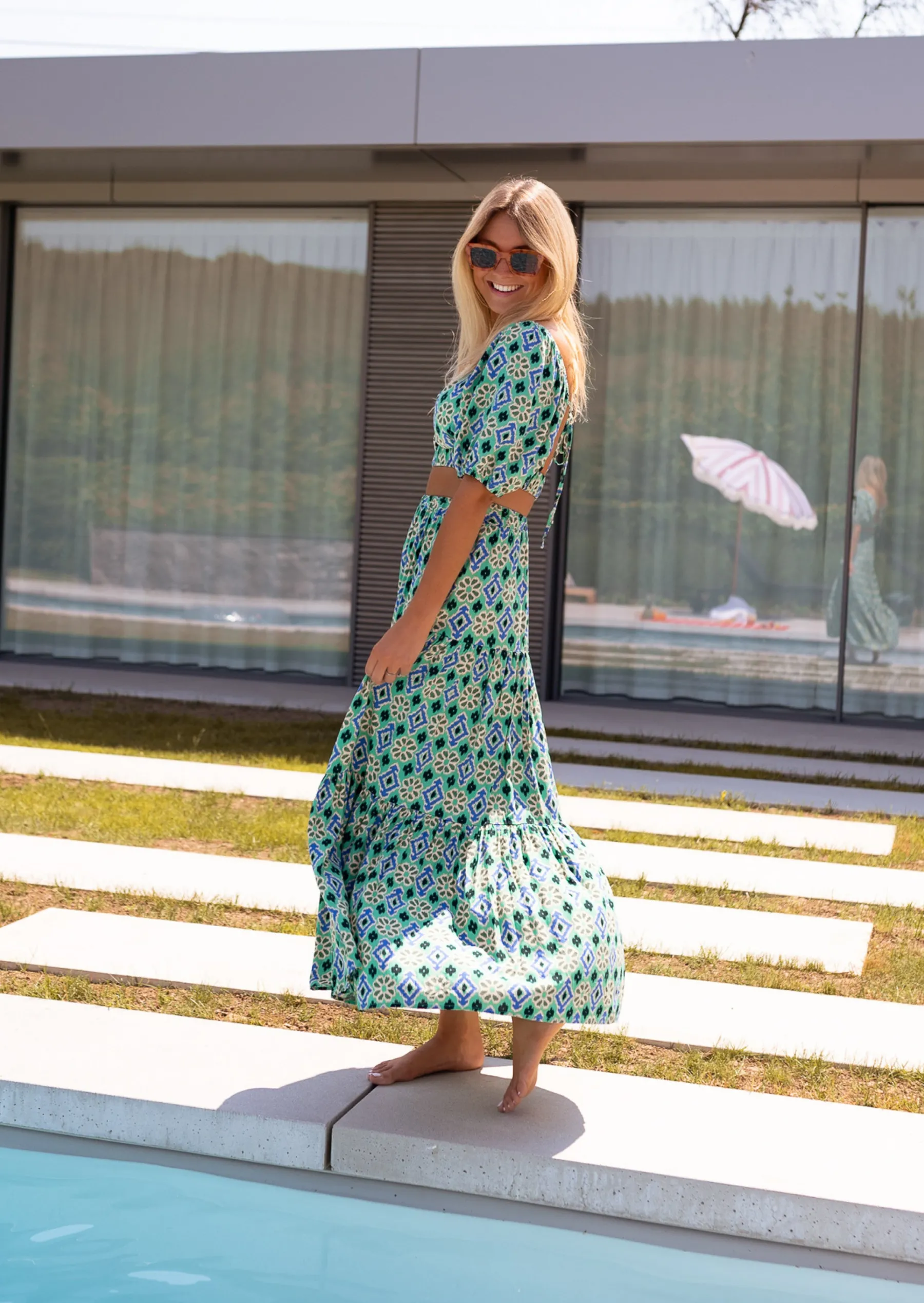 Jupes & Shorts-EASY-CLOTHES Jupe Enes verte à motifs | Jupe longue ample | Prêt-à-porter en ligne | Easy Clothes Verte à motifs