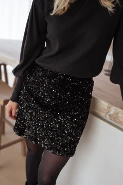 Jupes & Shorts-EASY-CLOTHES Jupe Gwen - noire à paillettesEasy Clothes Noire à paillettes       