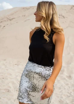 Jupes & Shorts-EASY-CLOTHES Jupe Haute Loos - Paillettes - Vêtements FemmeEasy Clothes       