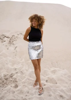Jupes & Shorts-EASY-CLOTHES Jupe Haute Loos - Paillettes - Vêtements FemmeEasy Clothes