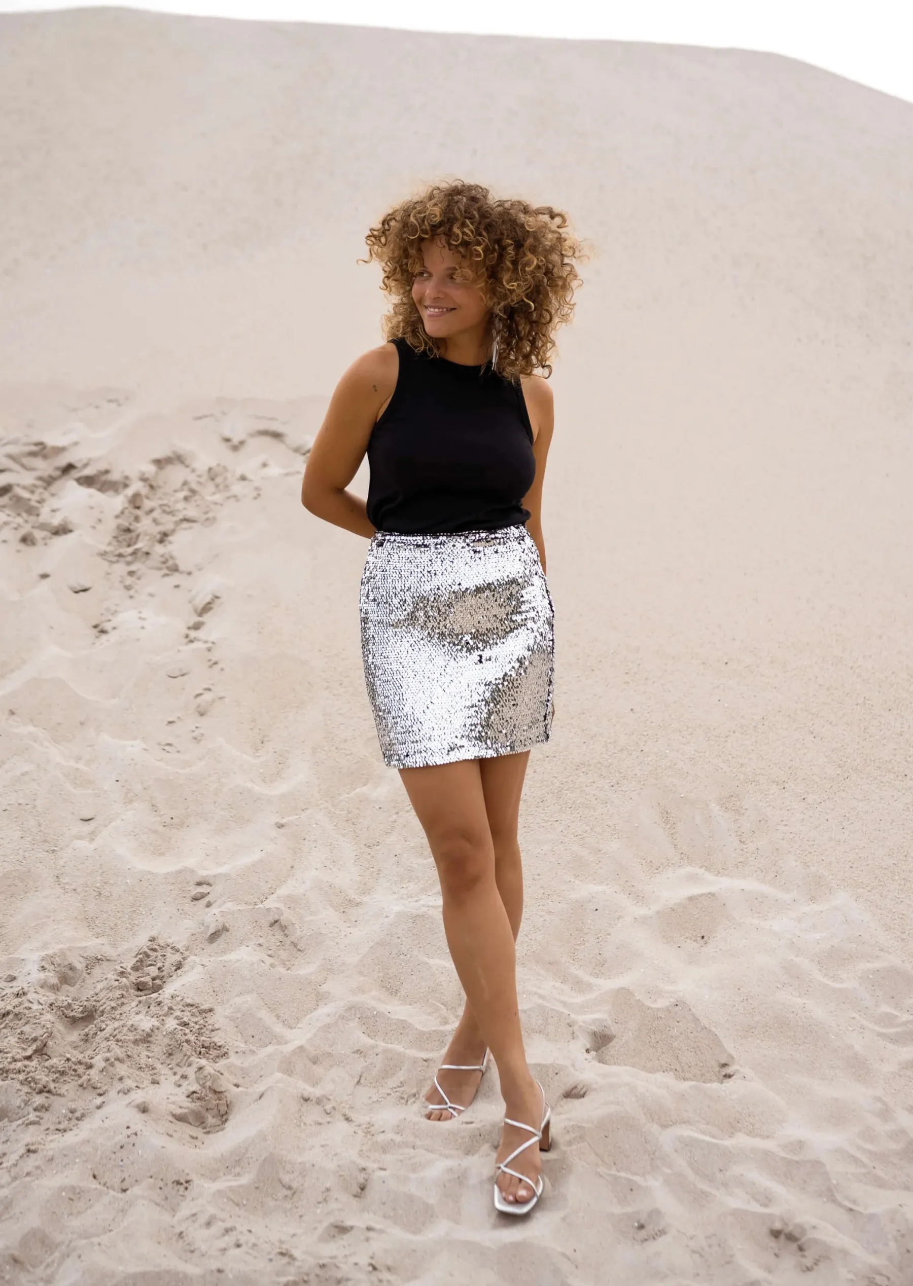 Jupes & Shorts-EASY-CLOTHES Jupe Haute Loos - Paillettes - Vêtements FemmeEasy Clothes