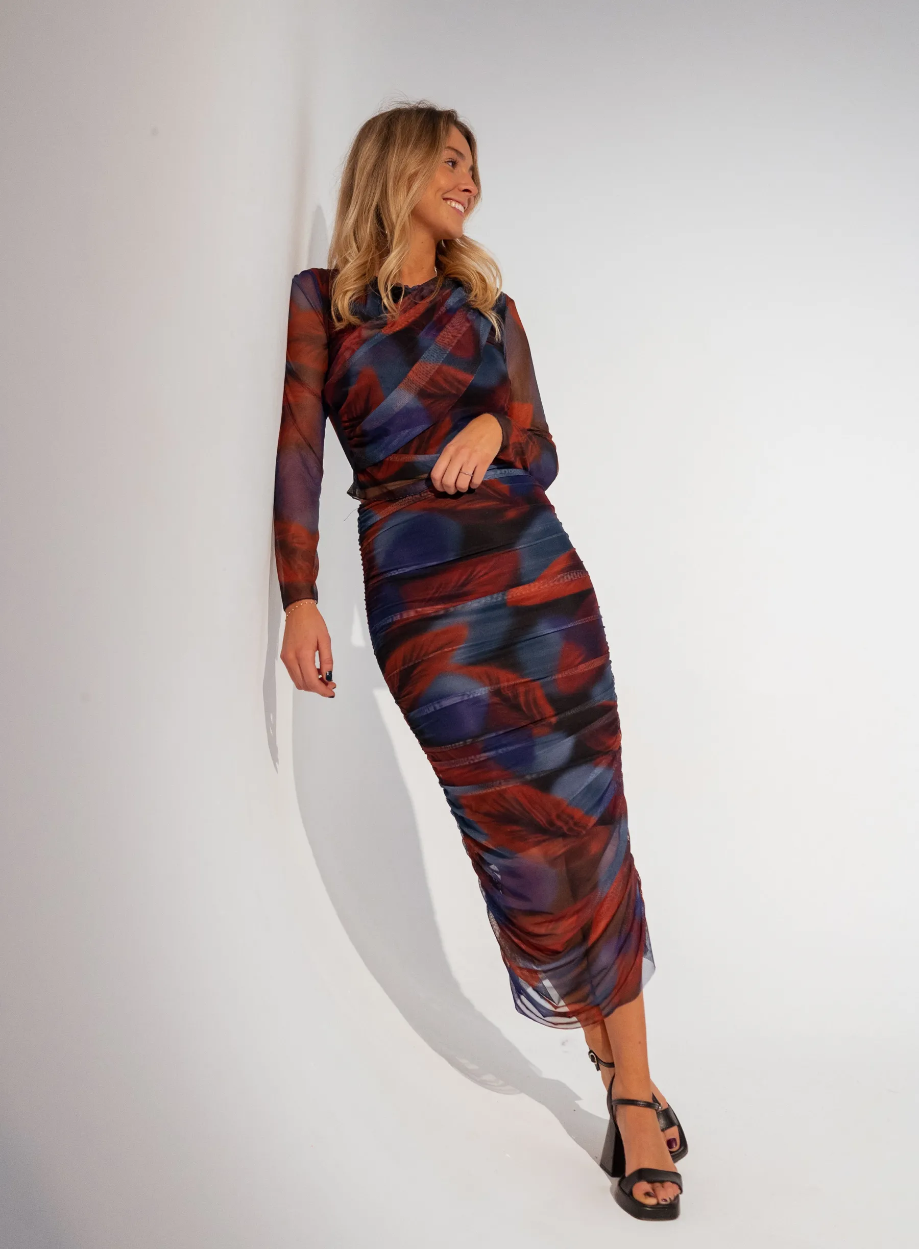 Jupes & Shorts-EASY-CLOTHES Jupe Huda - bleue et rougeEasy Clothes Bleue et rouge