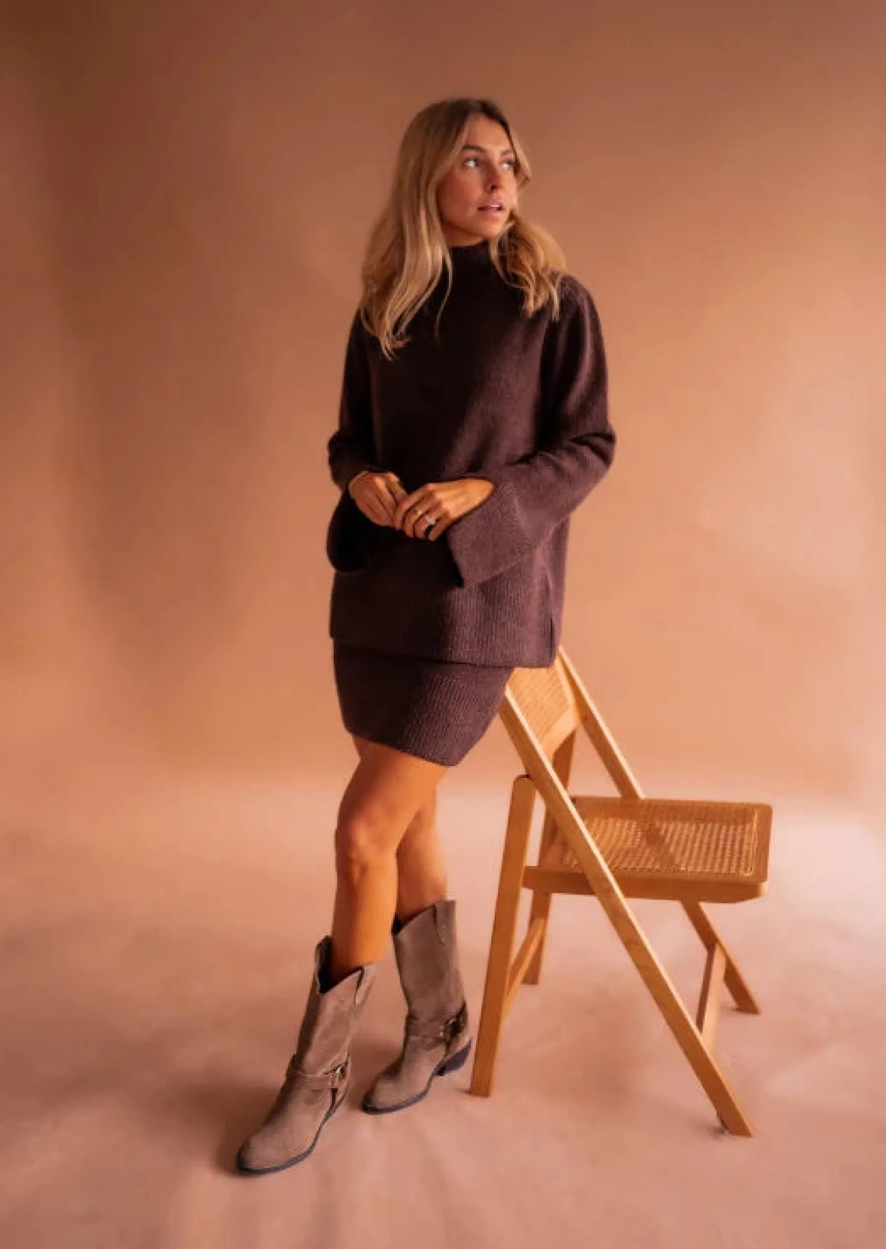 Jupes & Shorts-EASY-CLOTHES Jupe Ivan Chocolat - Droite & Moulante - Vêtements FemmeEasy Clothes Chocolat