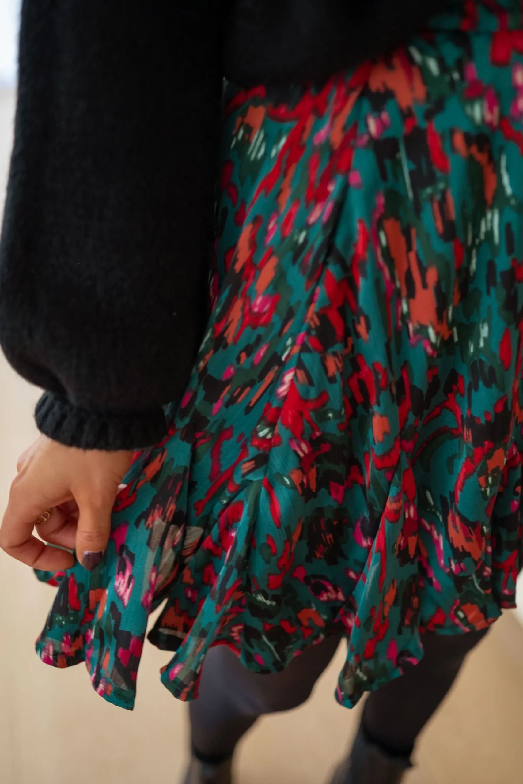 Jupes & Shorts-EASY-CLOTHES Jupe Julie - verte à motifsEasy Clothes Verte à motifs