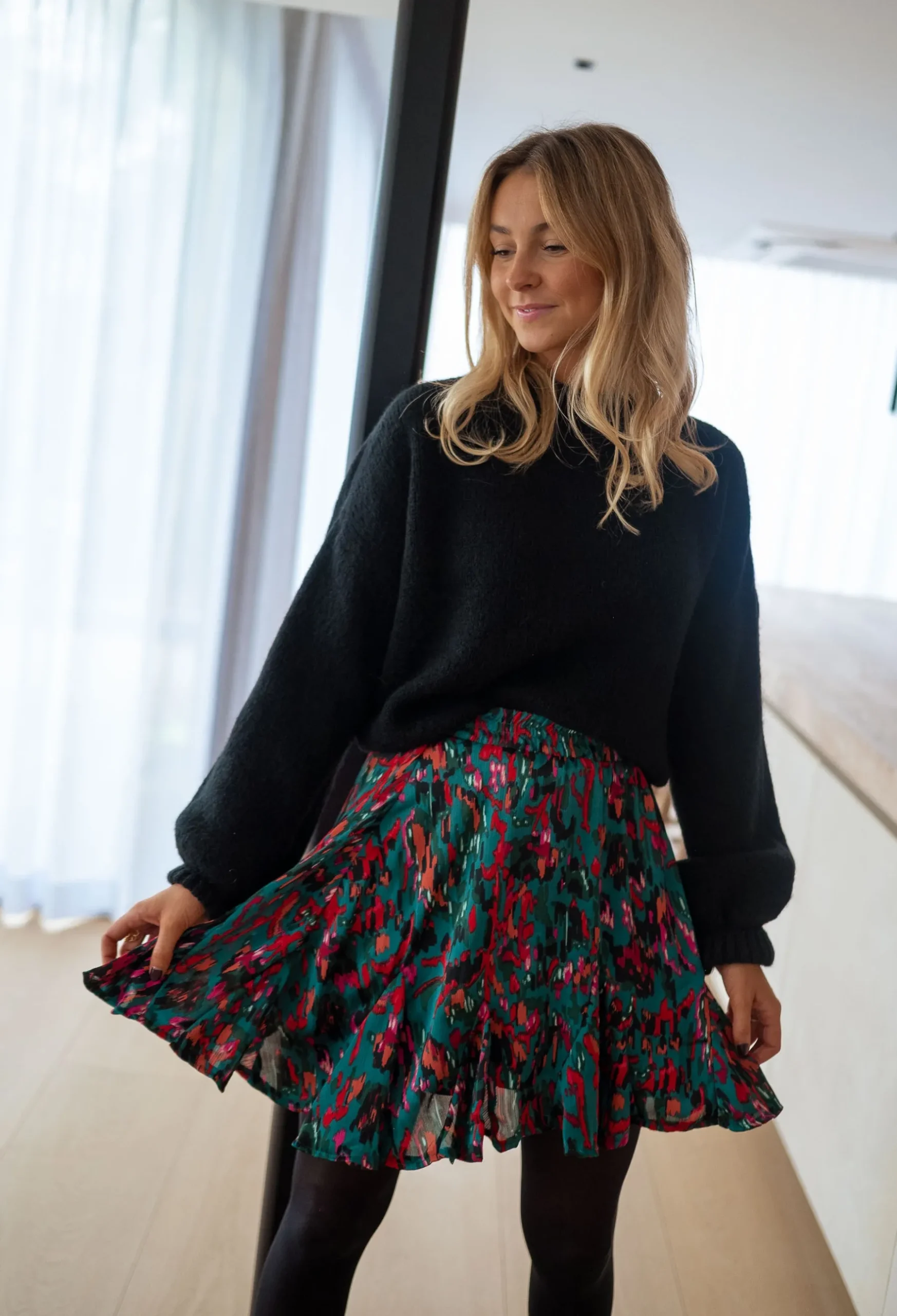 Jupes & Shorts-EASY-CLOTHES Jupe Julie - verte à motifsEasy Clothes Verte à motifs