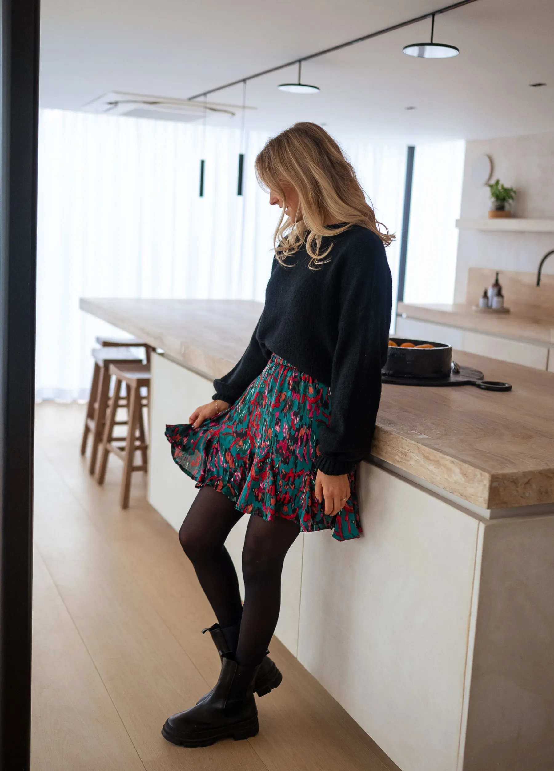 Jupes & Shorts-EASY-CLOTHES Jupe Julie - verte à motifsEasy Clothes Verte à motifs