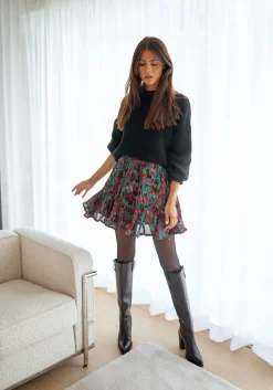 Jupes & Shorts-EASY-CLOTHES Jupe Julie - verte à motifsEasy Clothes Verte à motifs