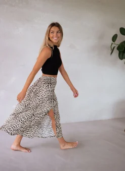 Jupes & Shorts-EASY-CLOTHES Jupe longue Amalya - léopardEasy Clothes Léopard       
