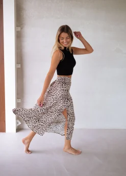 Jupes & Shorts-EASY-CLOTHES Jupe longue Amalya - léopardEasy Clothes Léopard       