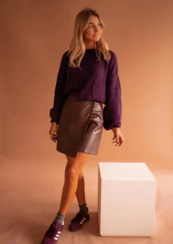 Jupes & Shorts-EASY-CLOTHES Jupe Maeva - Couleur Chocolat - Simili CuirEasy Clothes Chocolat       