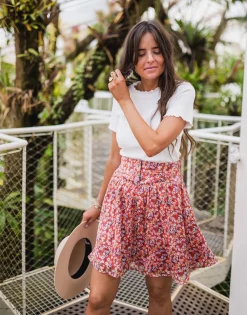 Jupes & Shorts-EASY-CLOTHES Jupe Maud CREATION - rouge à fleursEasy Clothes Rouge à fleurs       