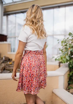 Jupes & Shorts-EASY-CLOTHES Jupe Maud CREATION - rouge à fleursEasy Clothes Rouge à fleurs       