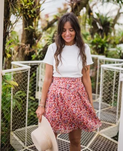 Jupes & Shorts-EASY-CLOTHES Jupe Maud CREATION - rouge à fleursEasy Clothes Rouge à fleurs       