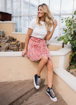 Jupes & Shorts-EASY-CLOTHES Jupe Maud CREATION - rouge à fleursEasy Clothes Rouge à fleurs       