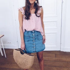 Jupes & Shorts-EASY-CLOTHES Jupe Mazarine - bleue claireEasy Clothes Bleue claire       