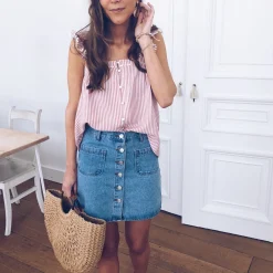 Jupes & Shorts-EASY-CLOTHES Jupe Mazarine - bleue claireEasy Clothes Bleue claire       