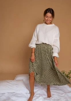 Jupes & Shorts-EASY-CLOTHES Jupe Moriane Verte à Motifs | Tenue Femme Été | Easy Clothes Verte à motifs       