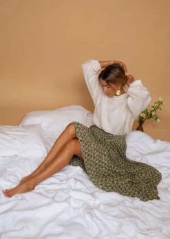 Jupes & Shorts-EASY-CLOTHES Jupe Moriane Verte à Motifs | Tenue Femme Été | Easy Clothes Verte à motifs       