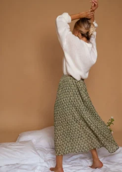 Jupes & Shorts-EASY-CLOTHES Jupe Moriane Verte à Motifs | Tenue Femme Été | Easy Clothes Verte à motifs       