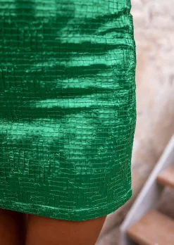 Jupes & Shorts-EASY-CLOTHES Jupe Pinta Verte - Effet Soie - Avec Doublure - Easy Clothes Verte       