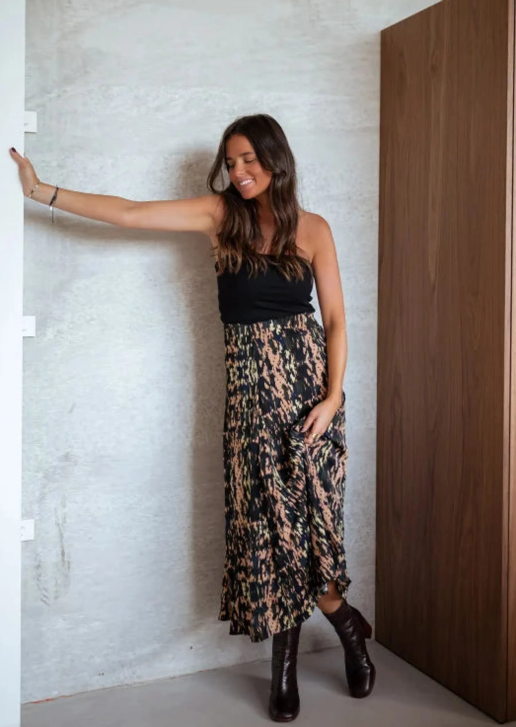Jupes & Shorts-EASY-CLOTHES Jupe Robbie - À Motifs - Mi Longue - Taille HauteEasy Clothes À motifs