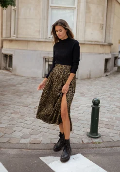 Jupes & Shorts-EASY-CLOTHES Jupe Rosalie - à motifs léopard kakiEasy Clothes À motifs léopard kaki