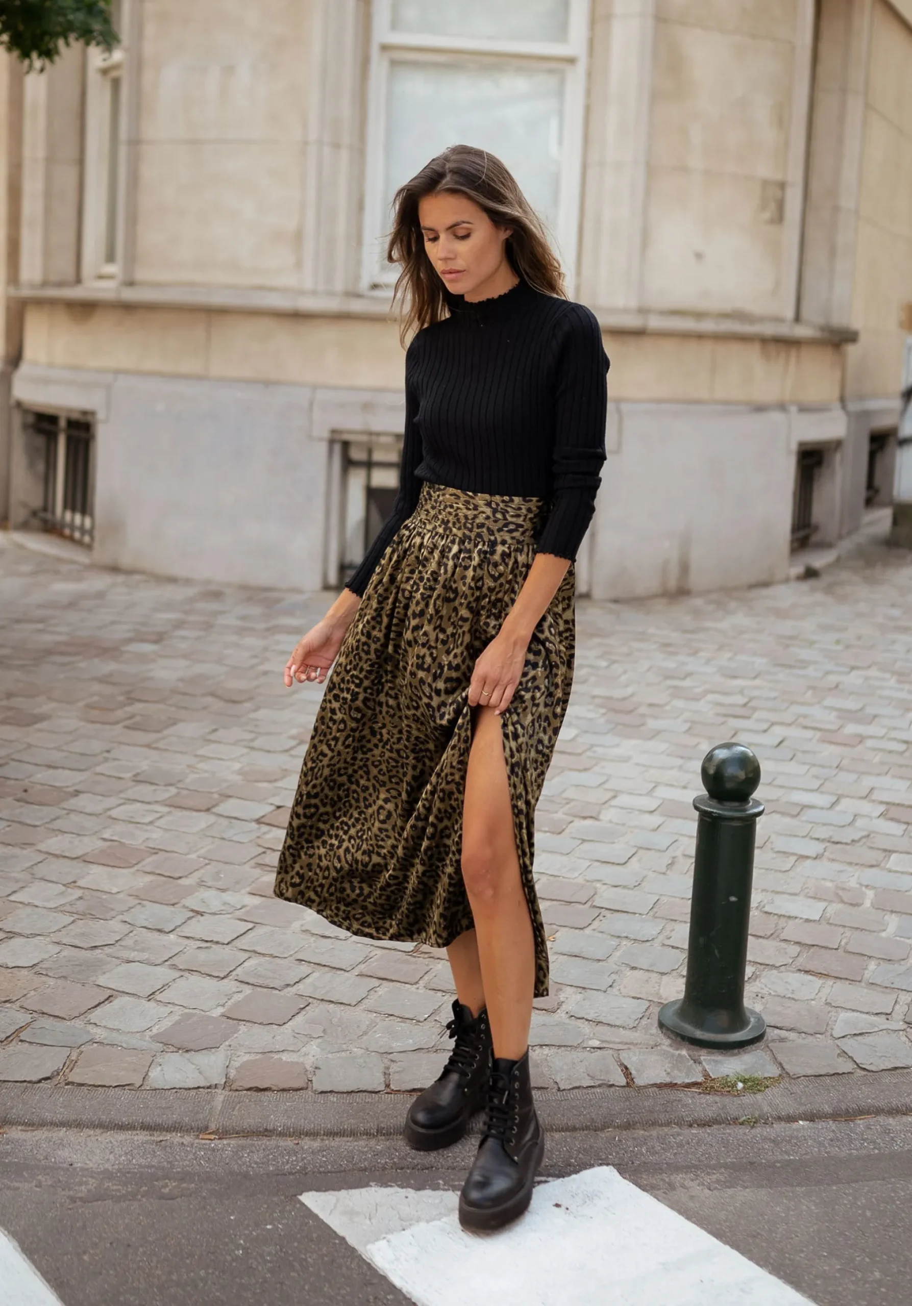 Jupes & Shorts-EASY-CLOTHES Jupe Rosalie - à motifs léopard kakiEasy Clothes À motifs léopard kaki