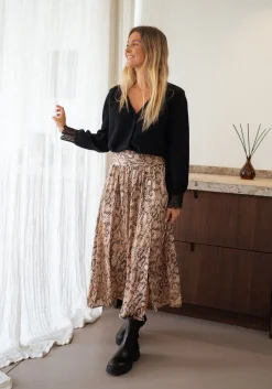 Jupes & Shorts-EASY-CLOTHES Jupe Rosalie - chocolat à motifs serpentEasy Clothes Chocolat à motifs serpent