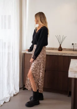Jupes & Shorts-EASY-CLOTHES Jupe Rosalie - chocolat à motifs serpentEasy Clothes Chocolat à motifs serpent