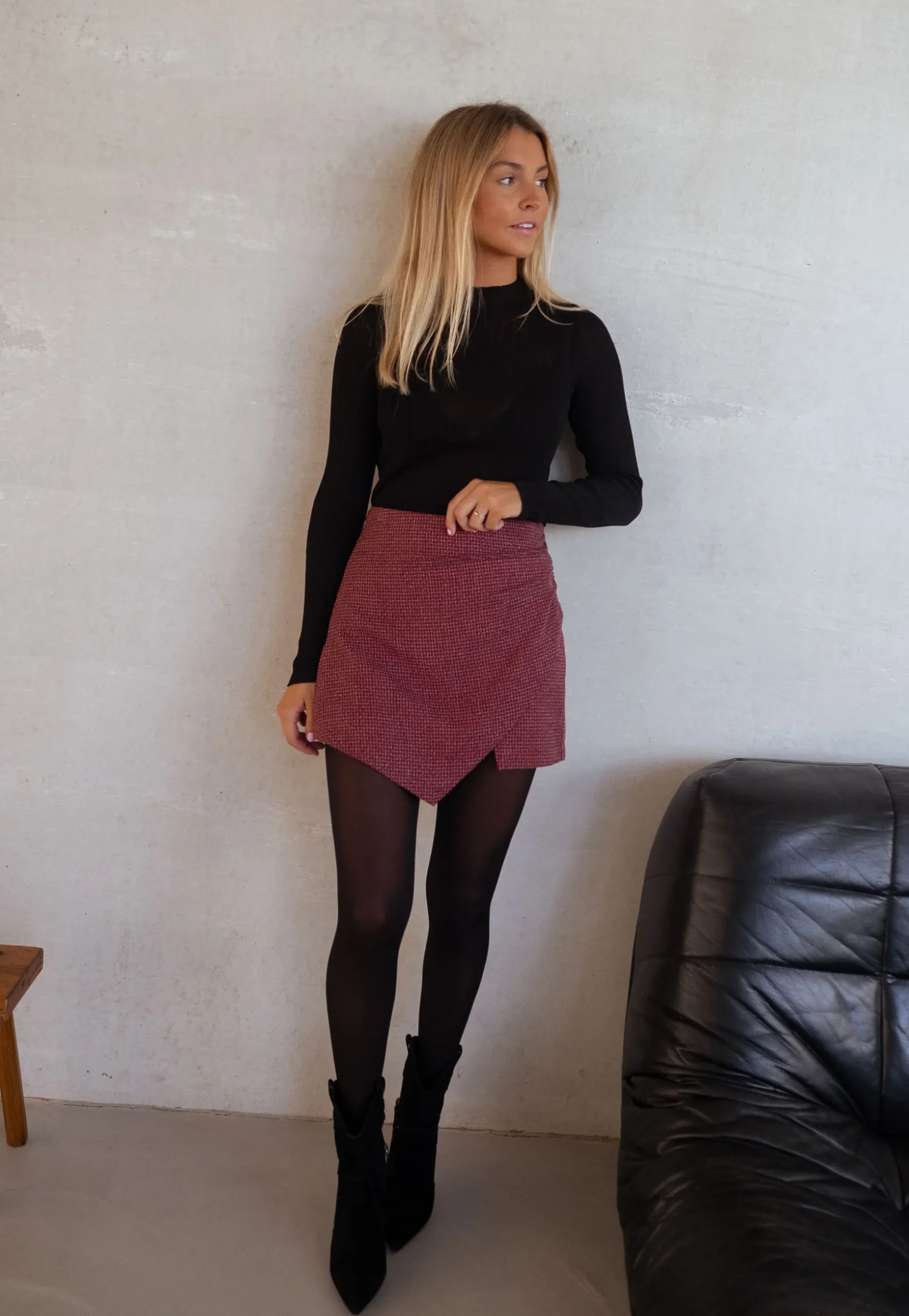 Jupes & Shorts-EASY-CLOTHES Jupe short Camus - rouge pied de pouleEasy Clothes Rouge pied de poule