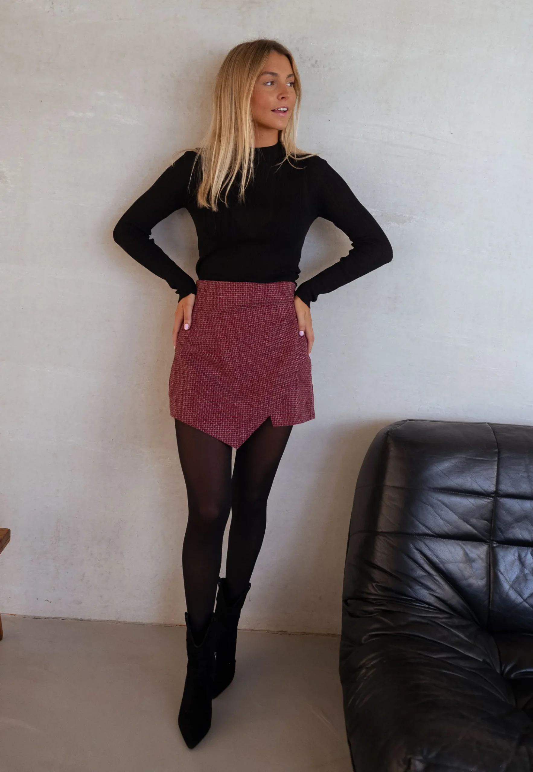 Jupes & Shorts-EASY-CLOTHES Jupe short Camus - rouge pied de pouleEasy Clothes Rouge pied de poule