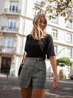 Jupes & Shorts-EASY-CLOTHES Jupe short Chani - à carreaux vertsEasy Clothes À carreaux verts       