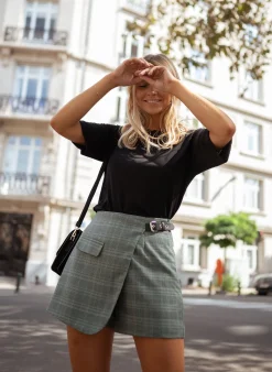 Jupes & Shorts-EASY-CLOTHES Jupe short Chani - à carreaux vertsEasy Clothes À carreaux verts       